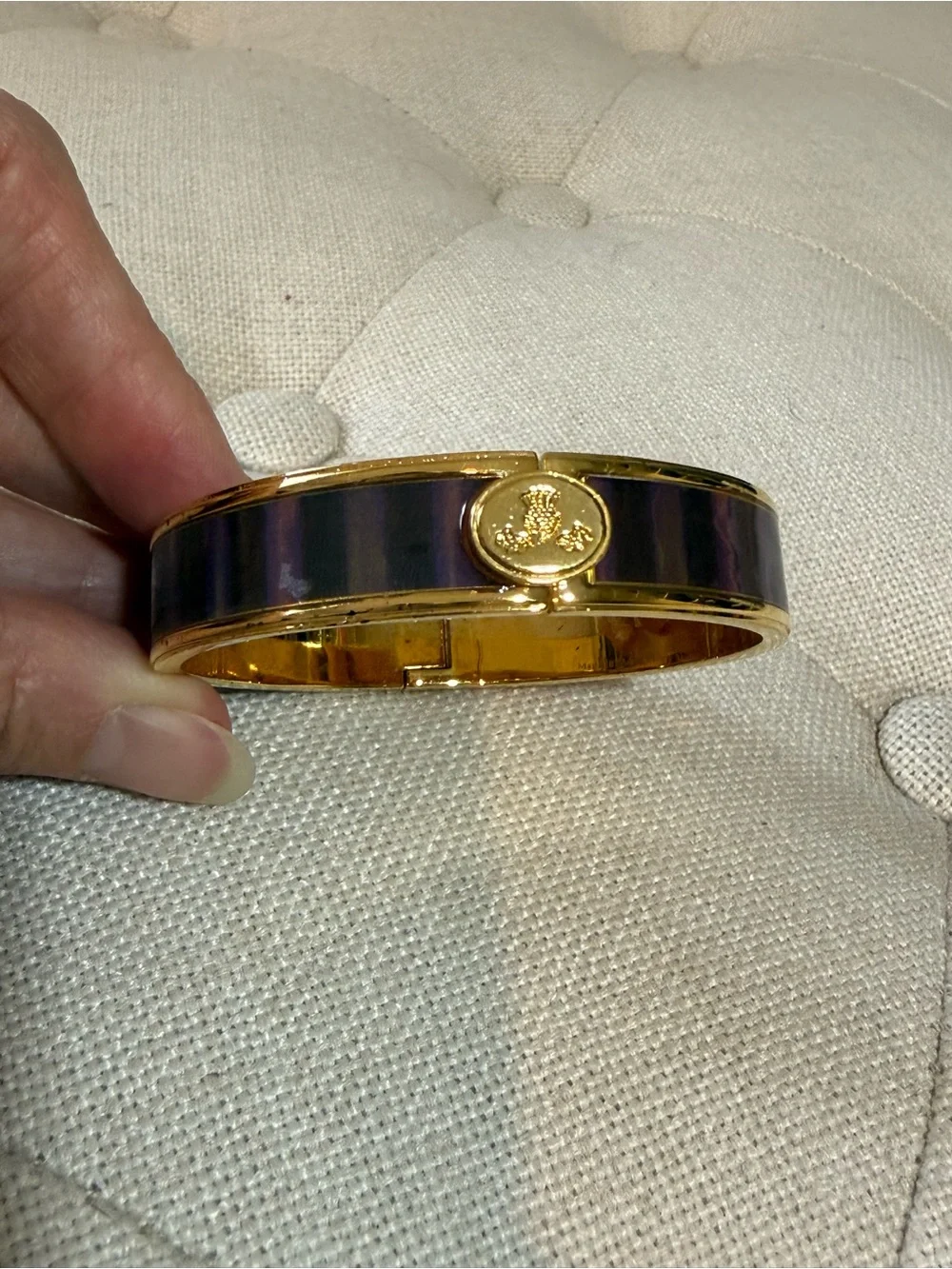 MacKenzie-Childs Gold-Tone Bracelet with Purple Enamel Inlay